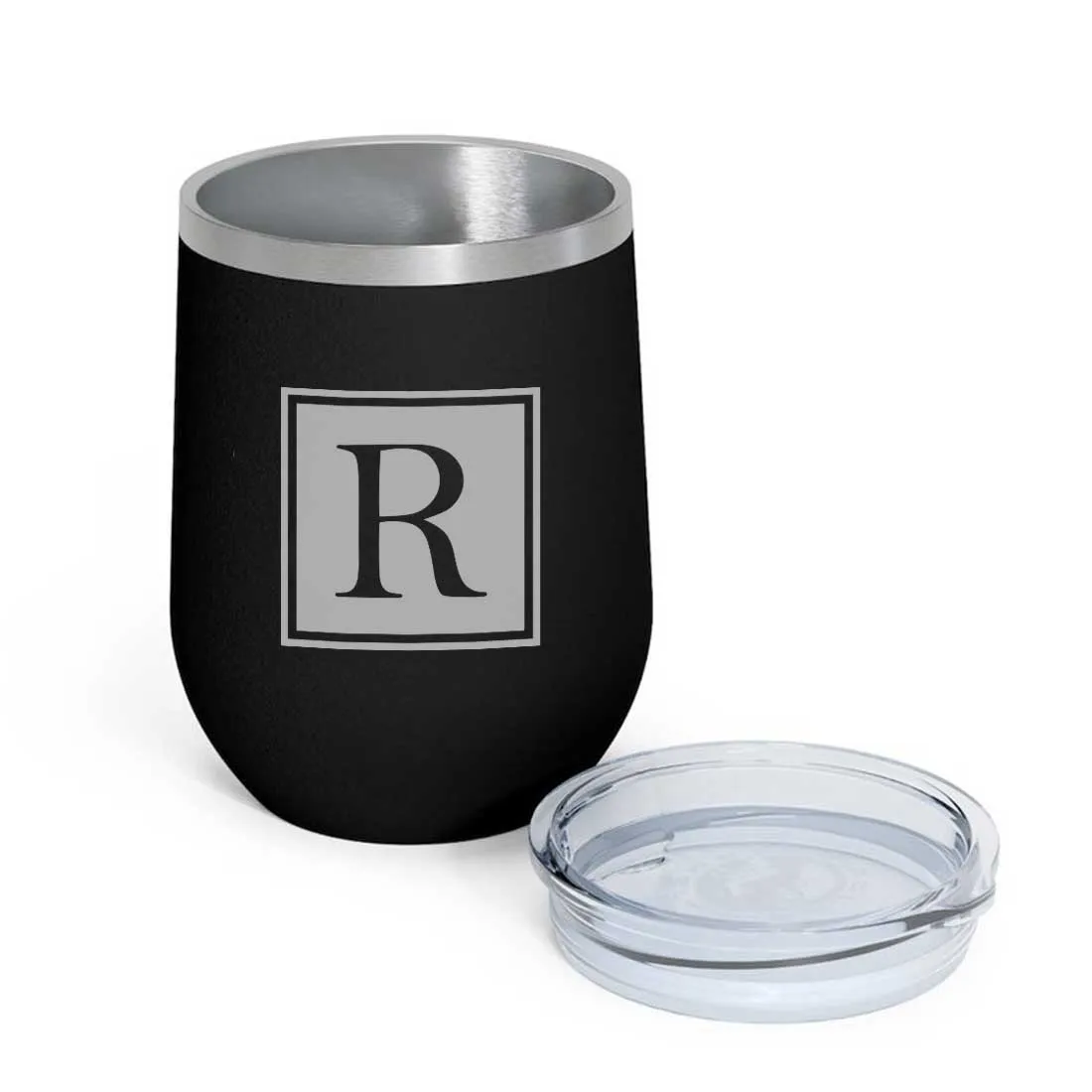 Personalised Small Coffee Tumbler for Travelling Engraved Stainless Steel Mug (350 ML) - Monogram