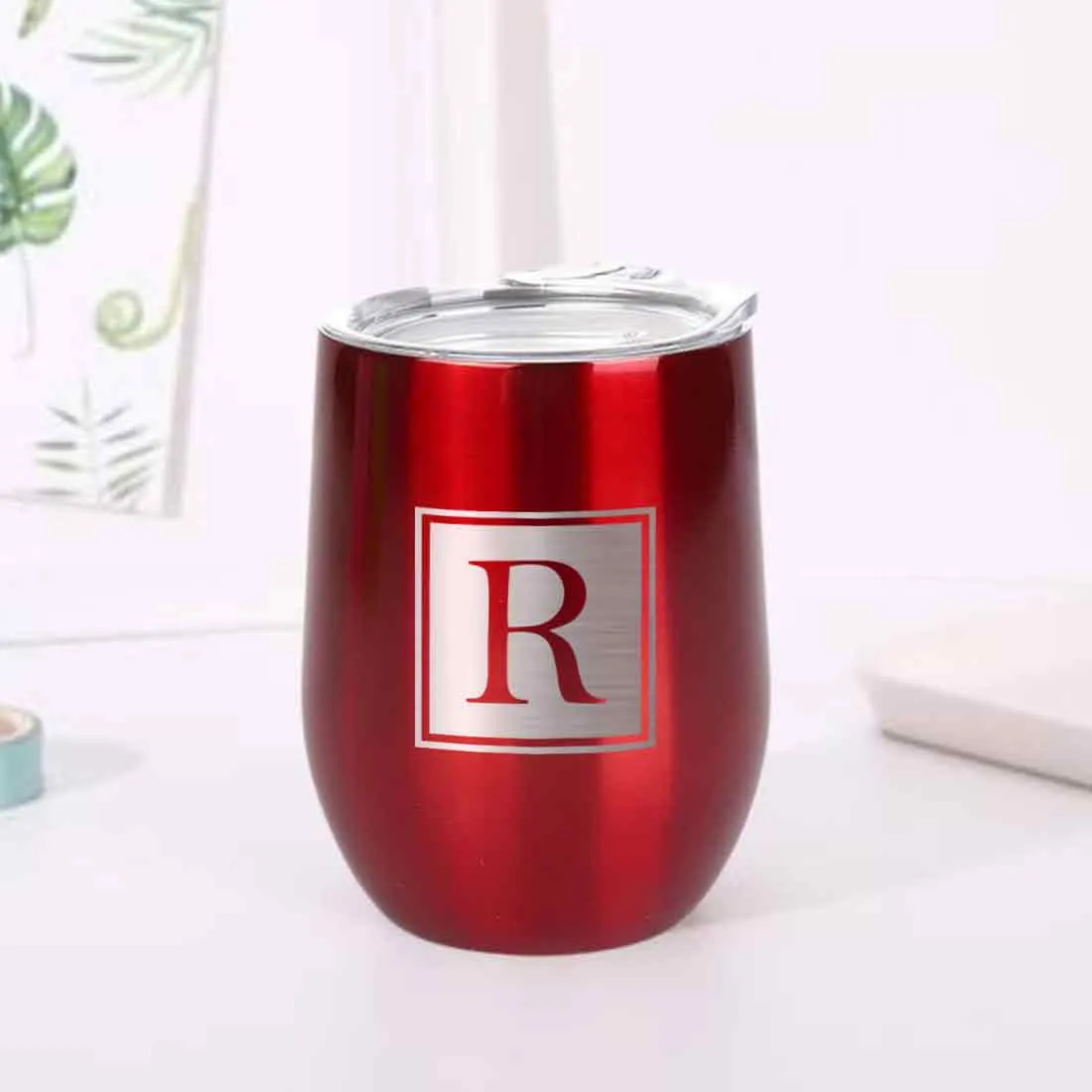 Personalised Small Coffee Tumbler for Travelling Engraved Stainless Steel Mug (350 ML) - Monogram