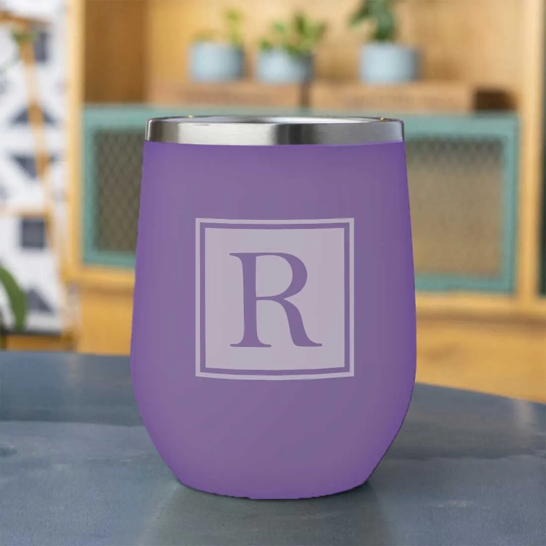 Personalised Small Coffee Tumbler for Travelling Engraved Stainless Steel Mug (350 ML) - Monogram