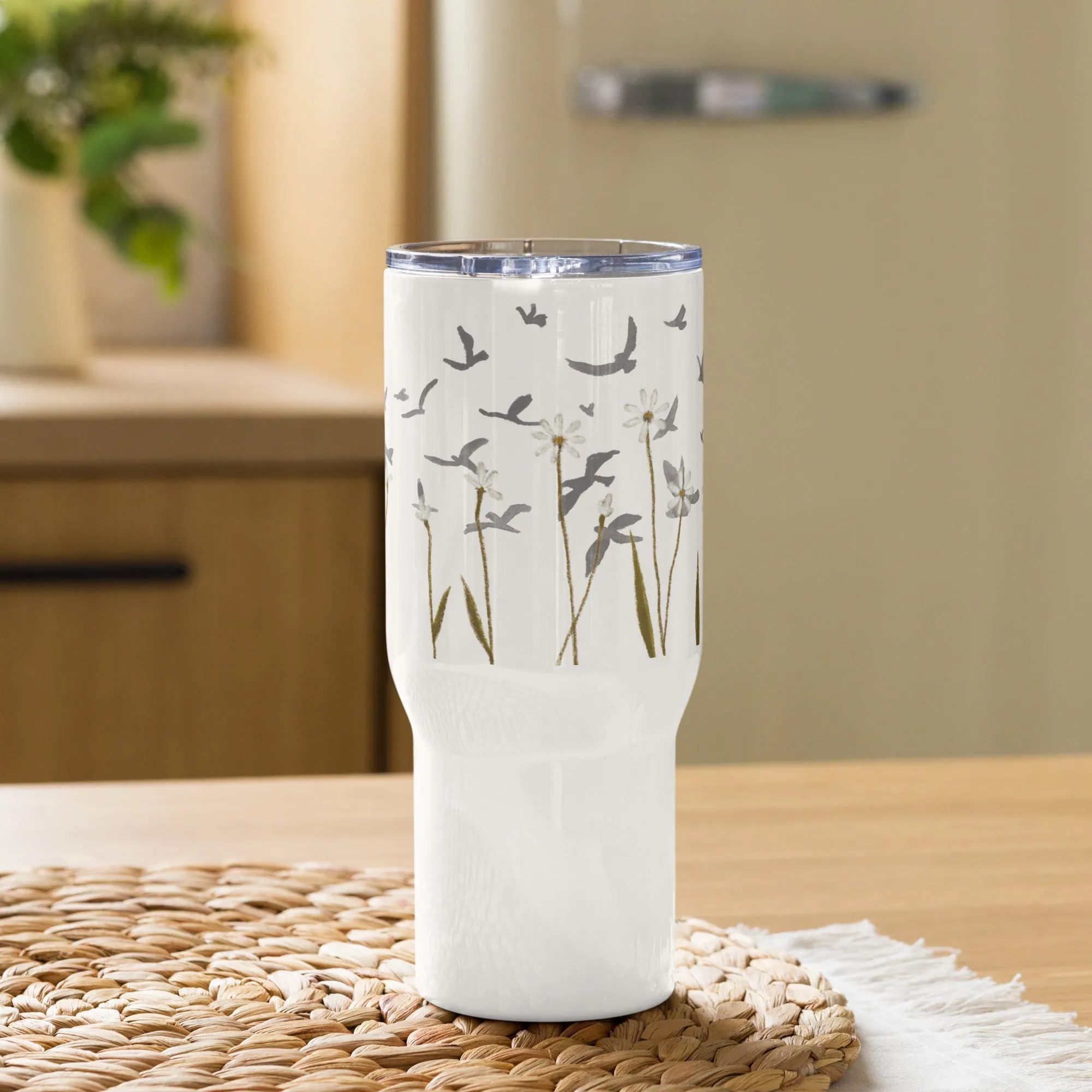 PFTD Art "Flowers" Travel mug with a handle