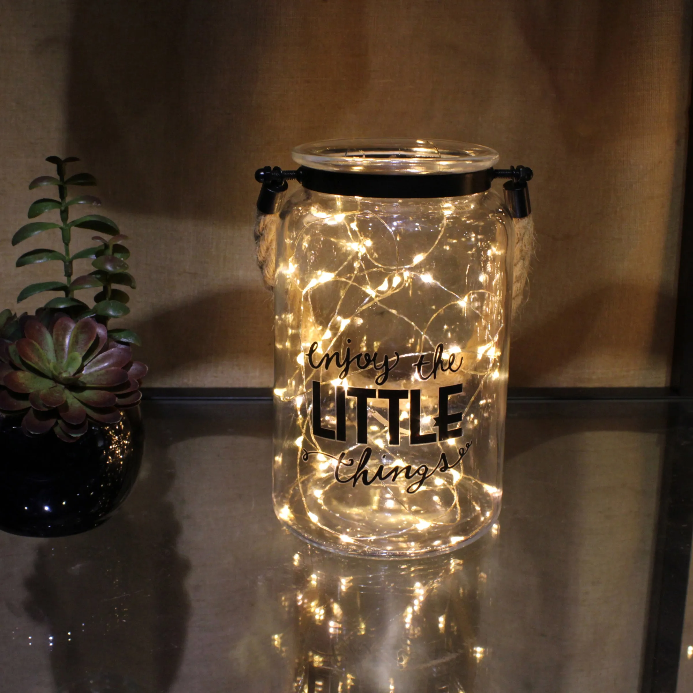 "Enjoy The Little Things" Decorative Glass Candle Lantern