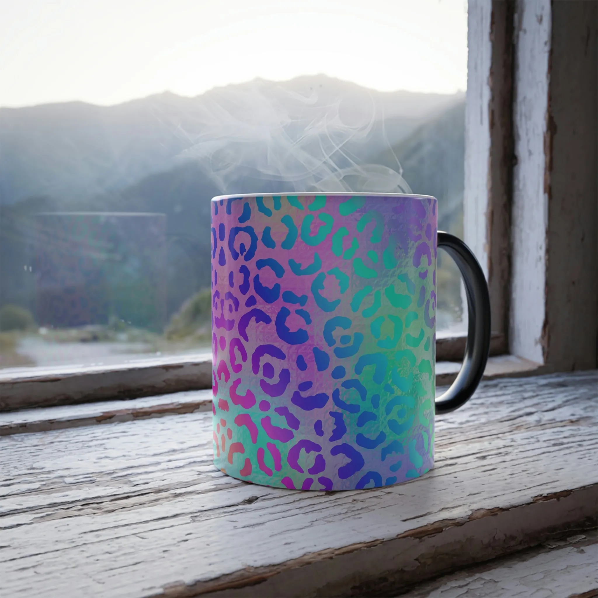 Rainbow leopard print 11oz Color Morphing Mug