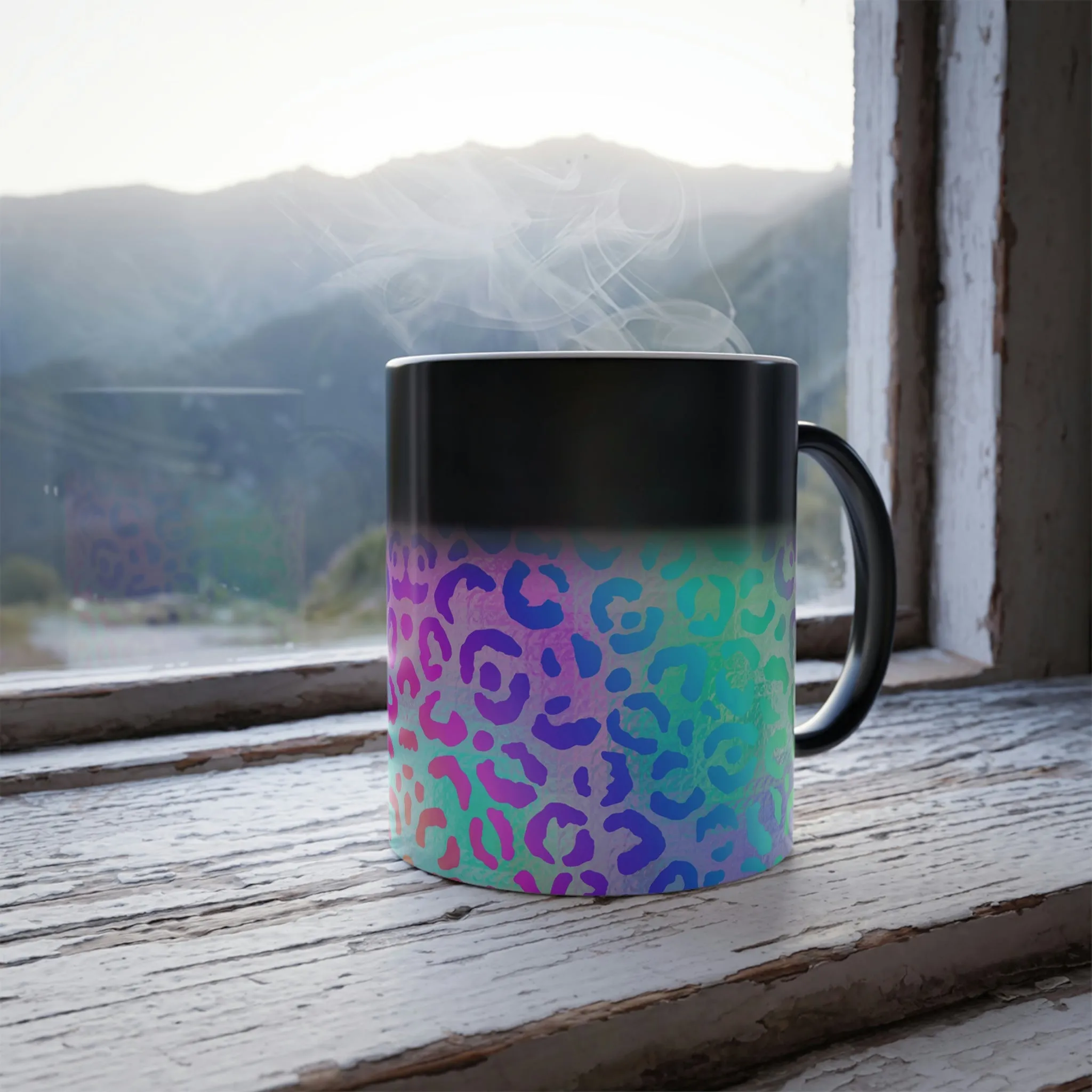 Rainbow leopard print 11oz Color Morphing Mug