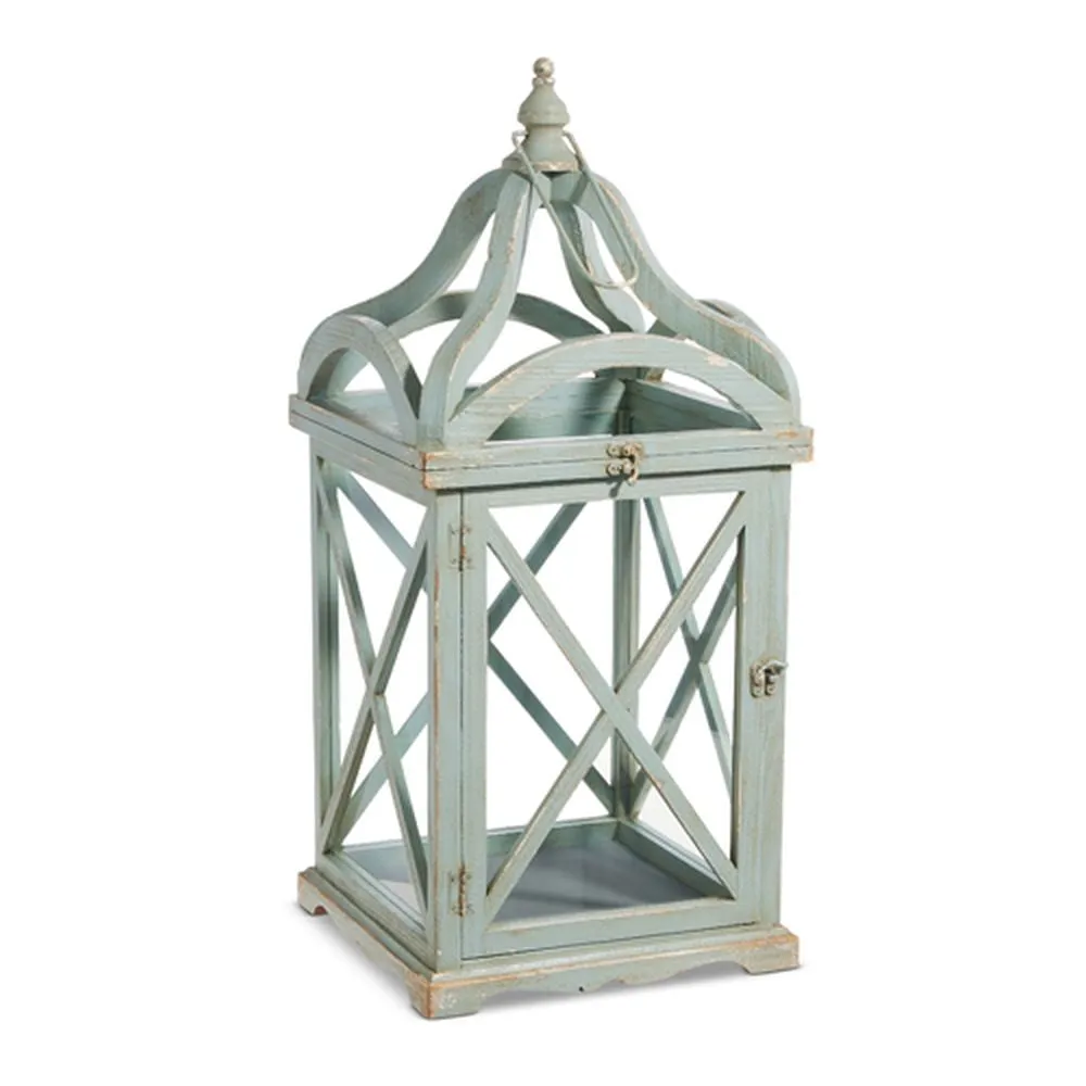 Raz Imports 2024 Green Meadows 28.75" Distressed Wood Lantern