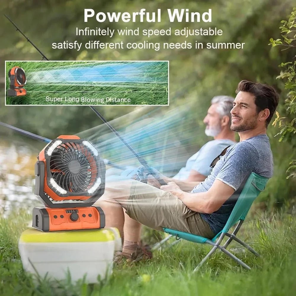 Rechargeable Portable Camping Fan -  Ceiling Fan with Light and Remote Control