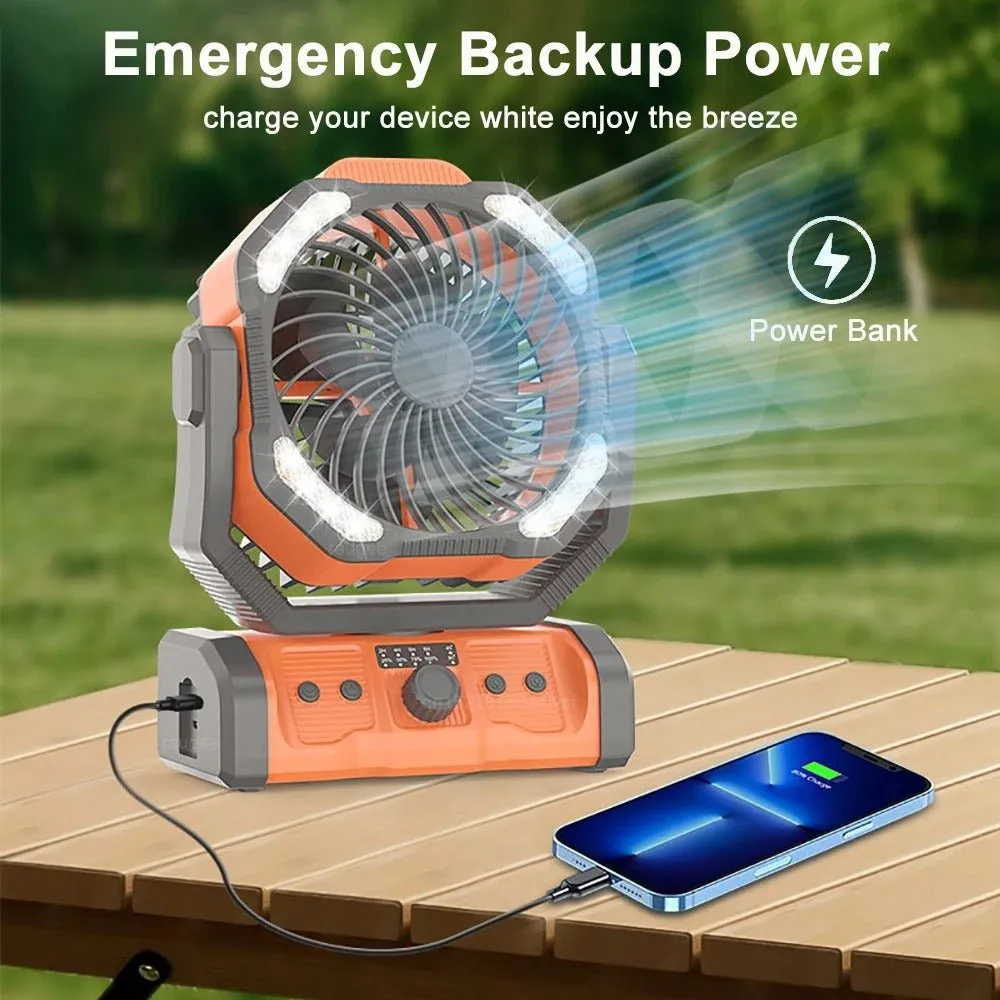 Rechargeable Portable Camping Fan -  Ceiling Fan with Light and Remote Control