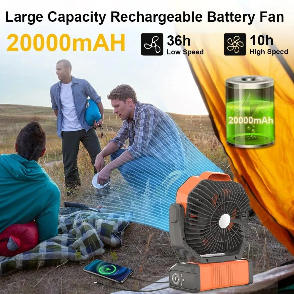 Rechargeable Portable Camping Fan -  Ceiling Fan with Light and Remote Control