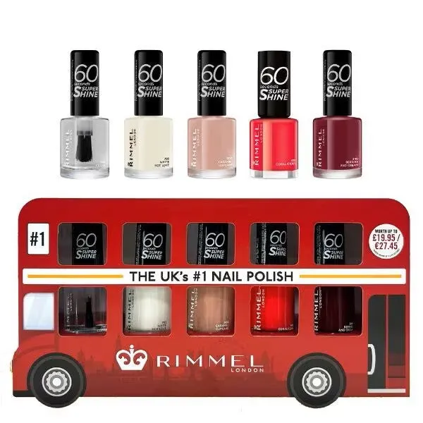 Rimmel London Bus 60 Second Super Shine Nail Polish Set of 5