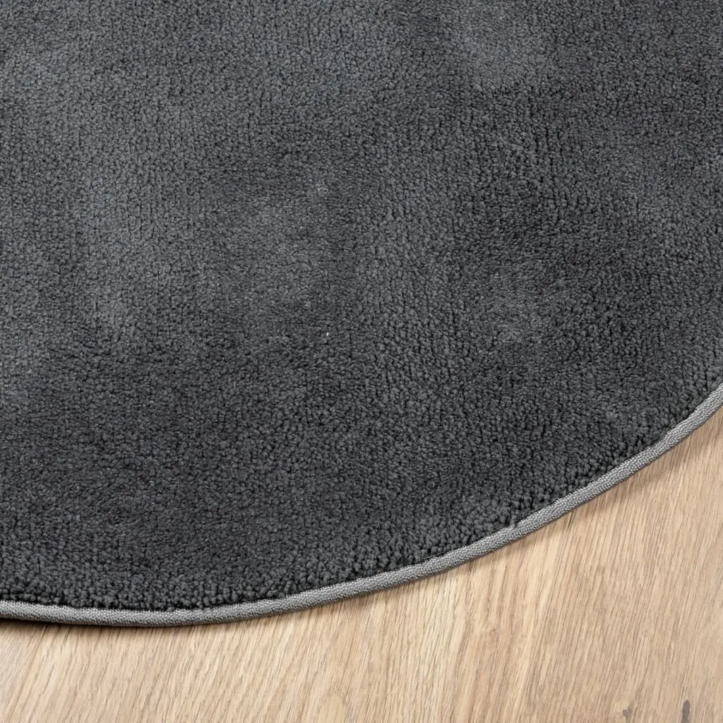 Rug OVIEDO Short Pile Anthracite Ø 120 cm