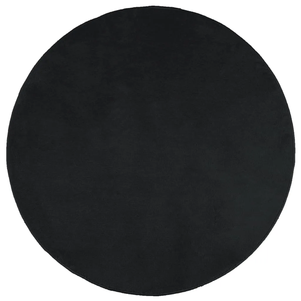 Rug OVIEDO Short Pile Black Ø 160 cm