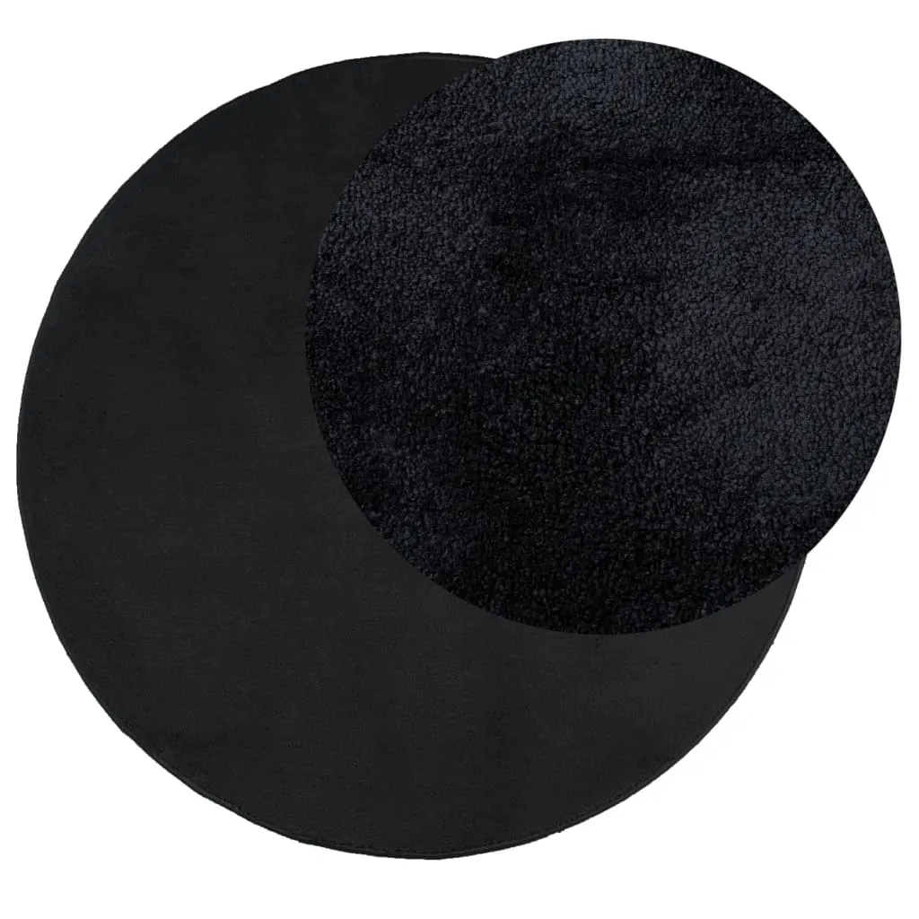 Rug OVIEDO Short Pile Black Ø 160 cm