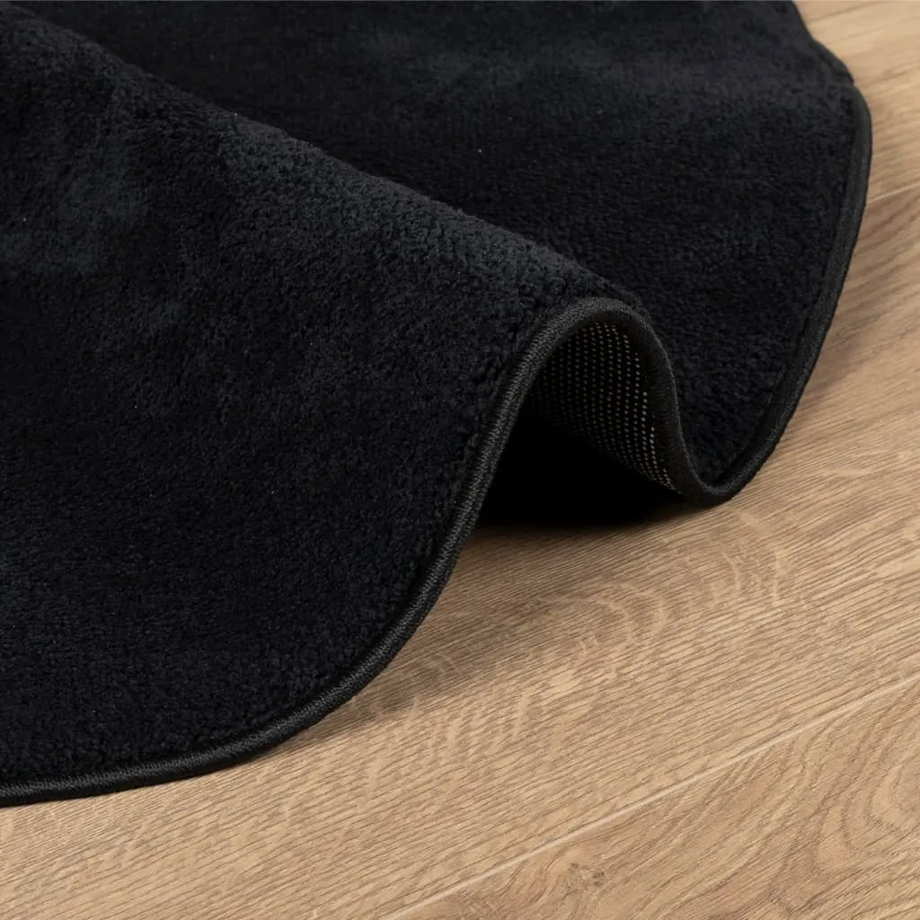 Rug OVIEDO Short Pile Black Ø 160 cm