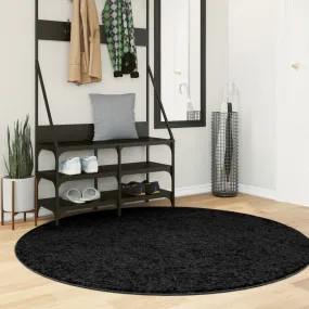 Rug OVIEDO Short Pile Black Ø 160 cm