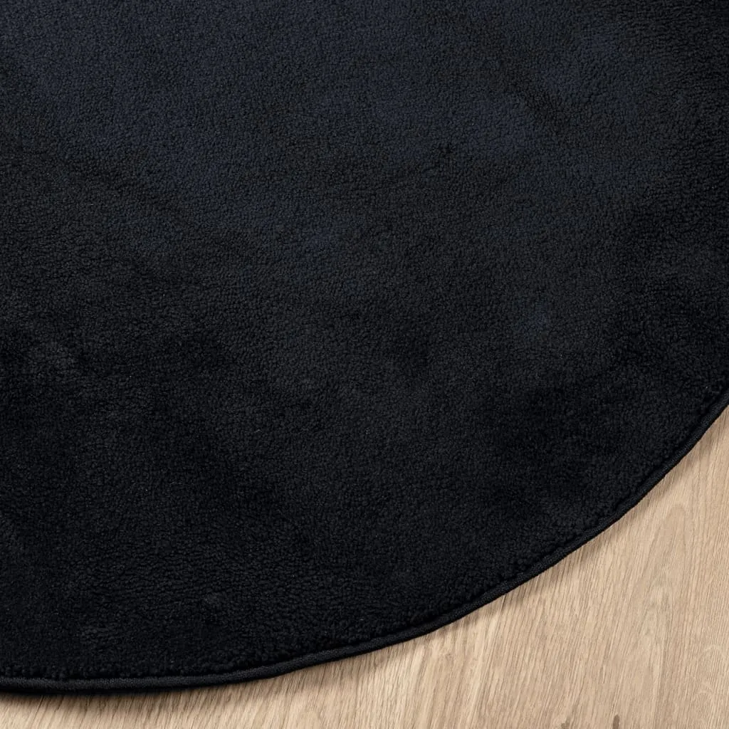 Rug OVIEDO Short Pile Black Ø 160 cm