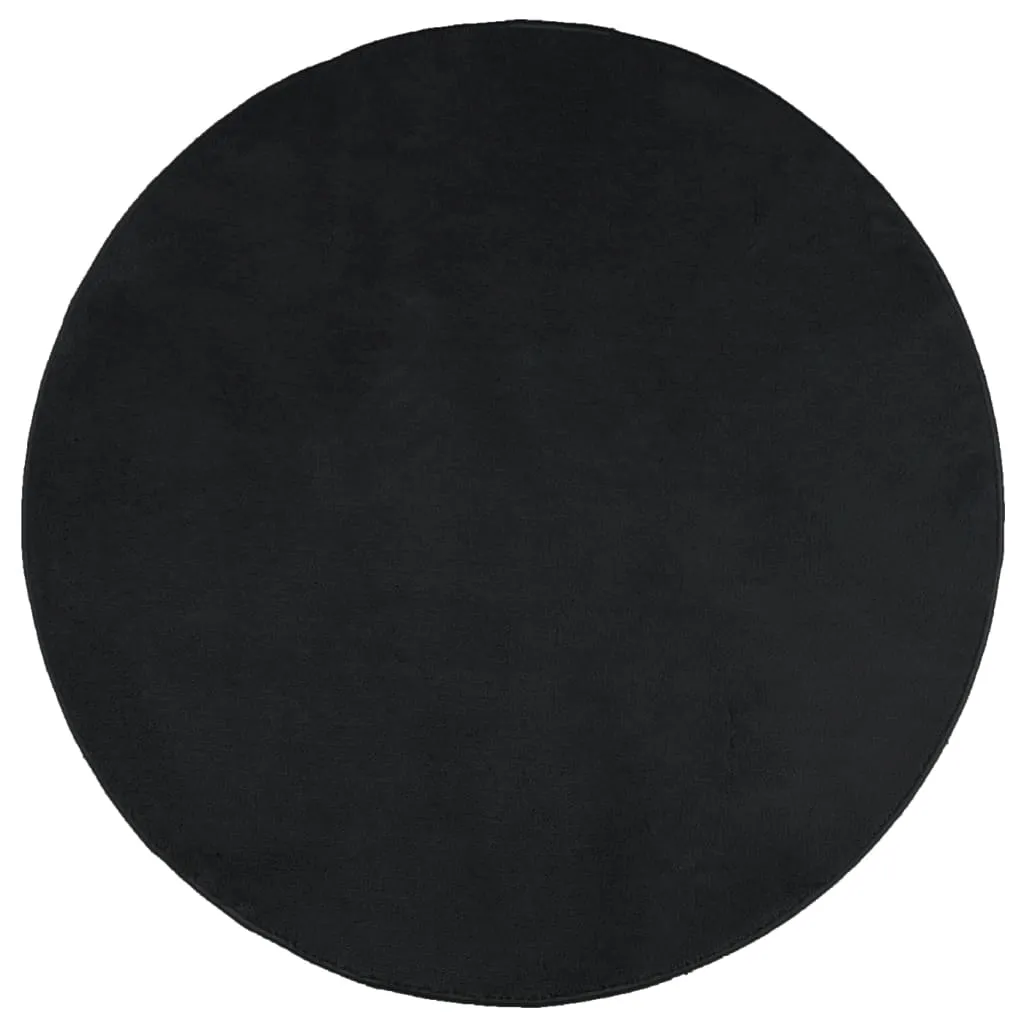 Rug OVIEDO Short Pile Black Ø 240 cm