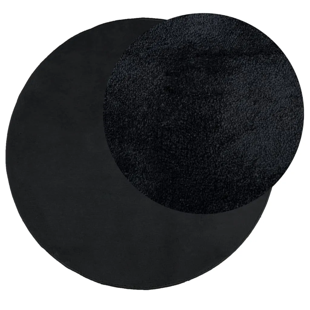 Rug OVIEDO Short Pile Black Ø 240 cm