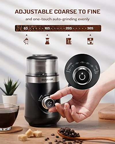 SHARD OR Stainless Steel Electric Adjustable Coffee & Spice Grinder with Removable Bowl