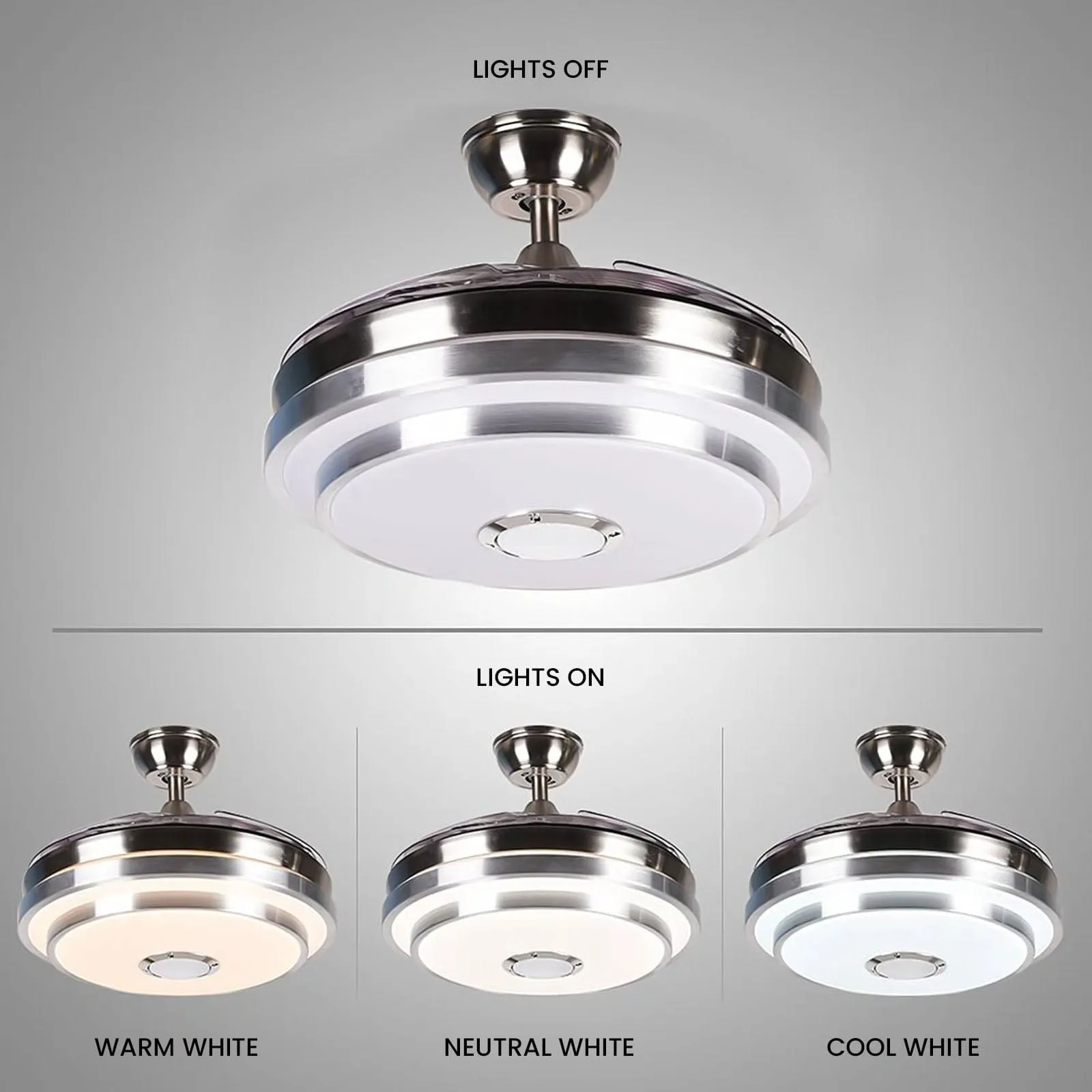 Silver Chandelier Ceiling Fan With Remote Control