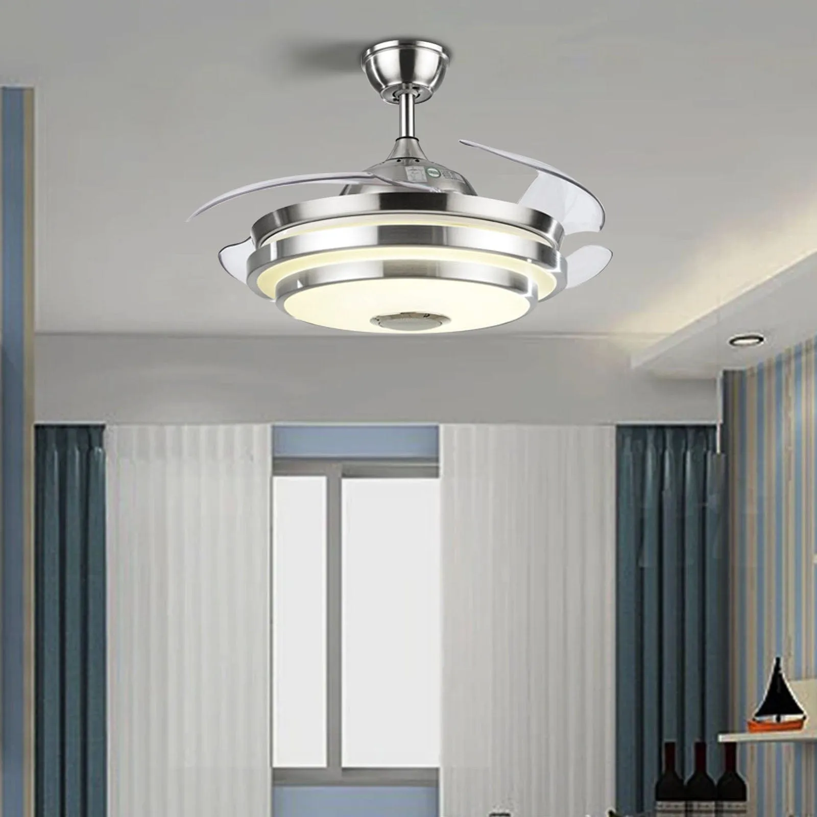 Silver Chandelier Ceiling Fan With Remote Control