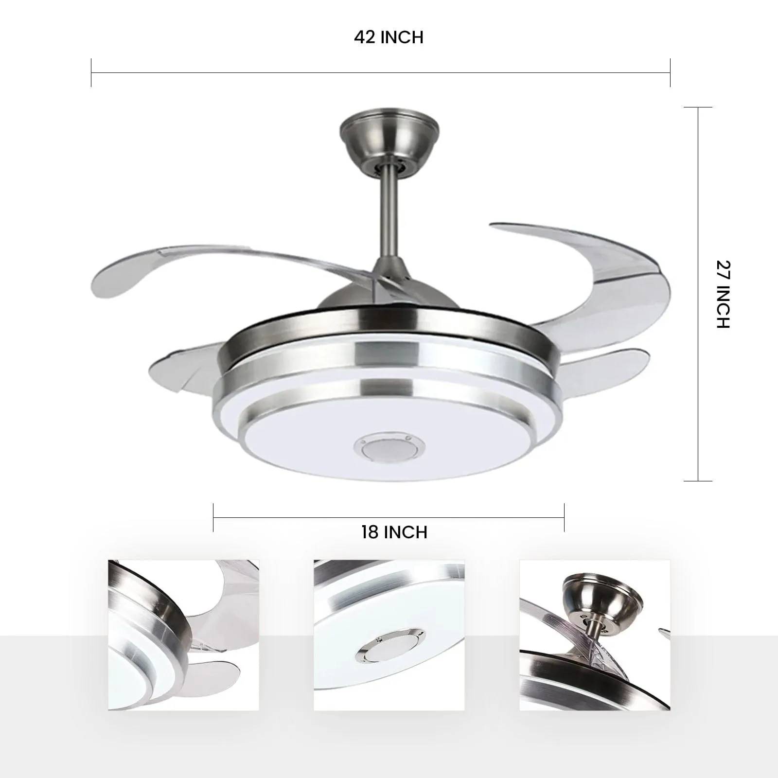 Silver Chandelier Ceiling Fan With Remote Control