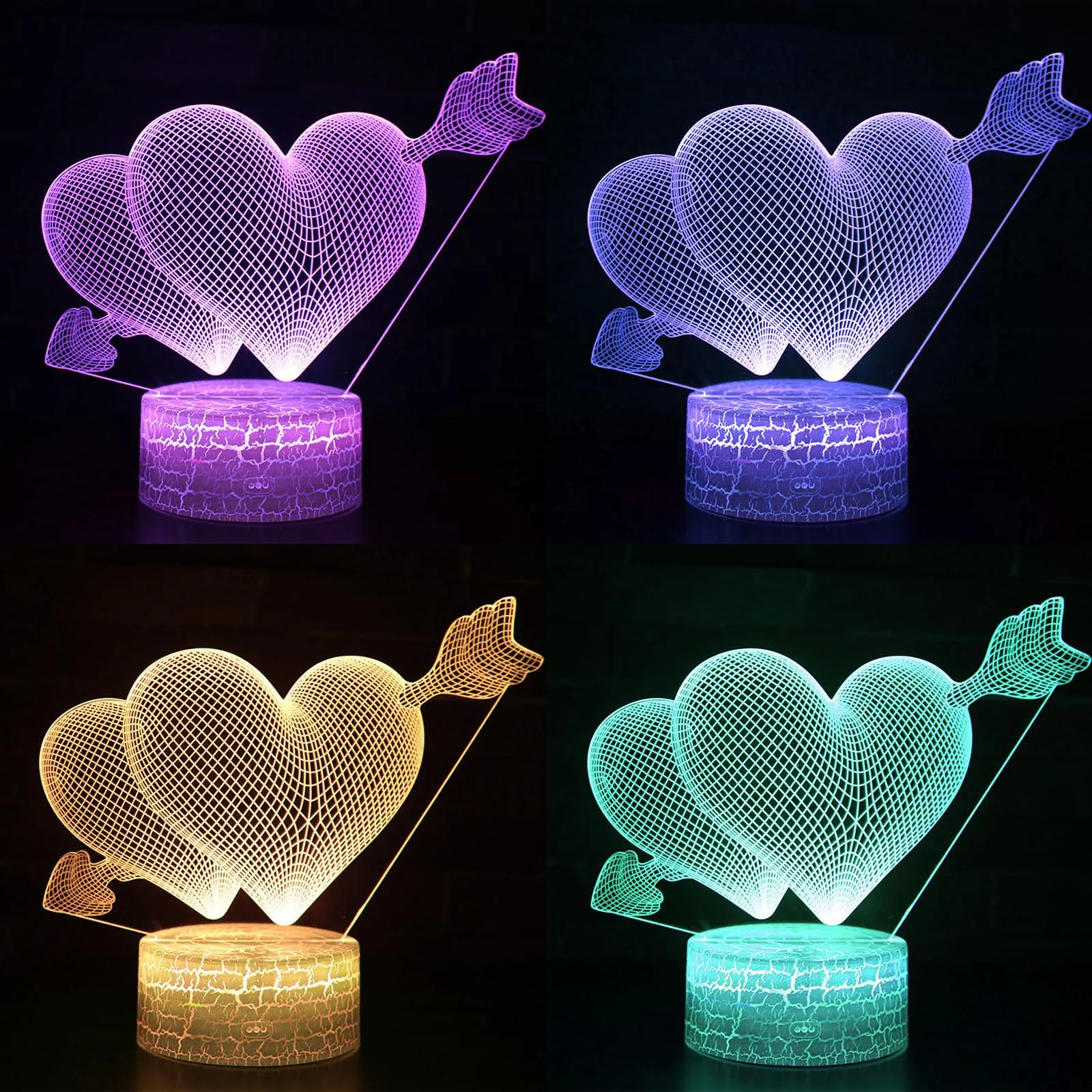 [Smarrt home]Valentine's Day Gift 3D Night LED Colorful Gradient Remote Control Night Light