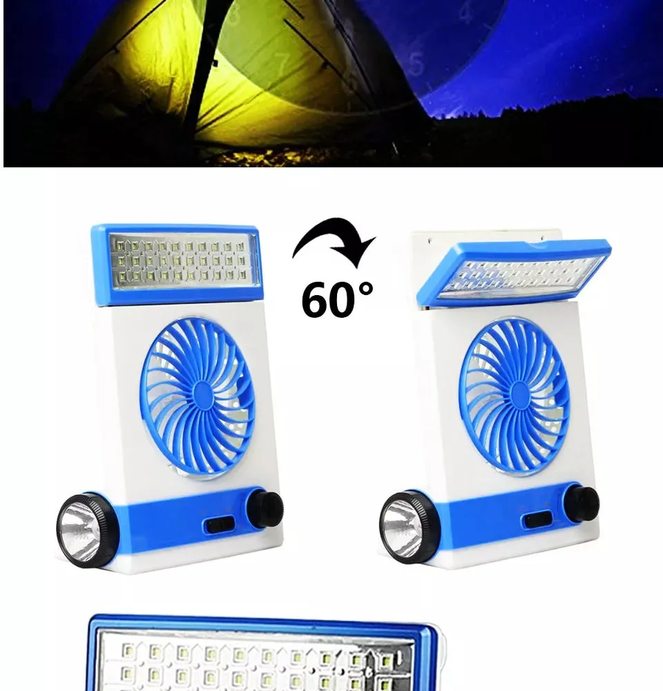 Solar Light Fan Rechargeable with Flashlight & Led light - LR 5591