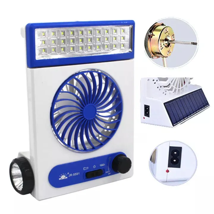 Solar Light Fan Rechargeable with Flashlight & Led light - LR 5591