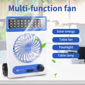 Solar Light Fan Rechargeable with Flashlight & Led light - LR 5591