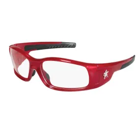 SR130 MCR Safety Swagger SR1 Series Safety Glasses, Clear Lens, Red Frame