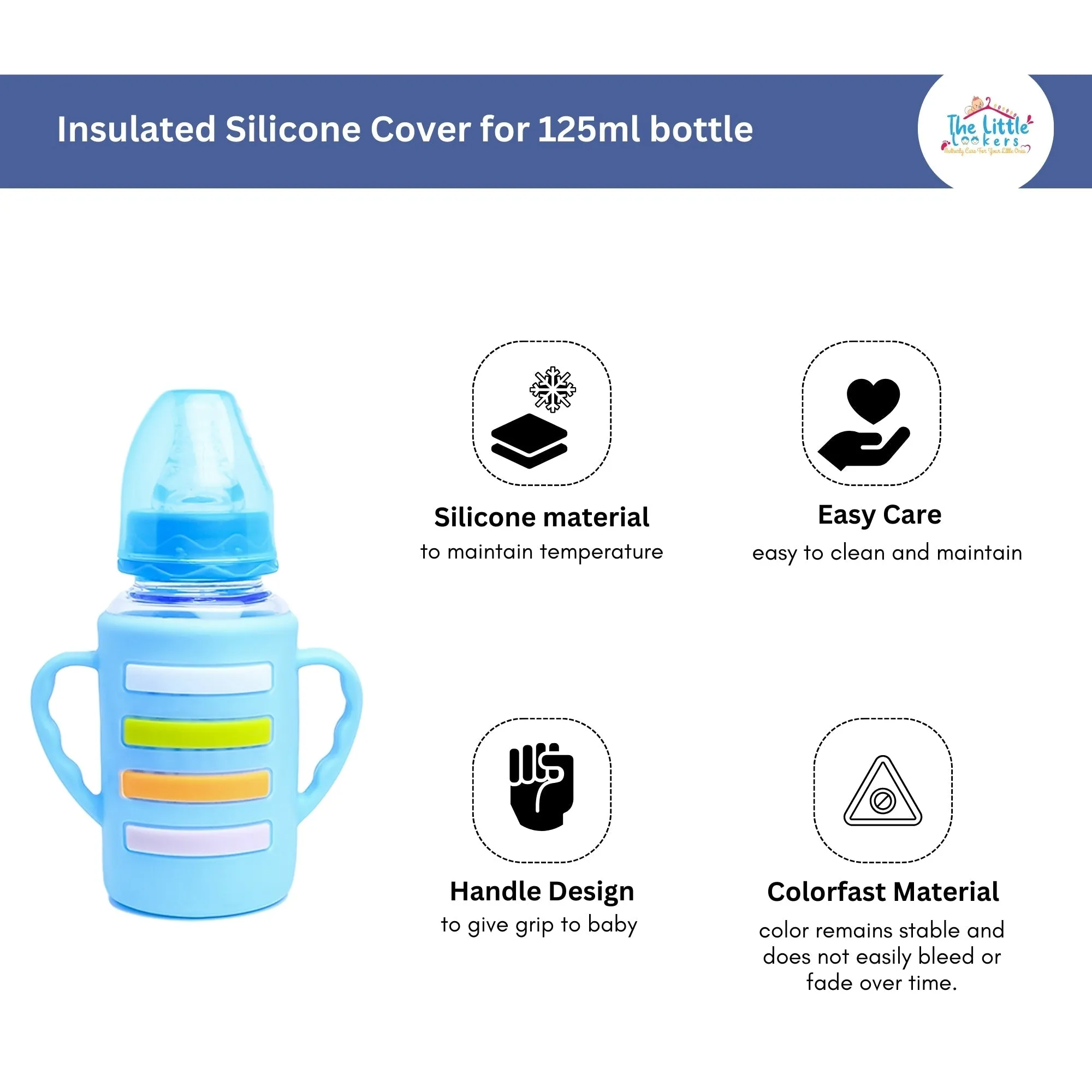 THE LITTLE LOOKERS Baby Bottle Cover with Handle/ Silicone Warmer Cover for Baby/Newborn/Infants/Toddlers ( Pack of 2)