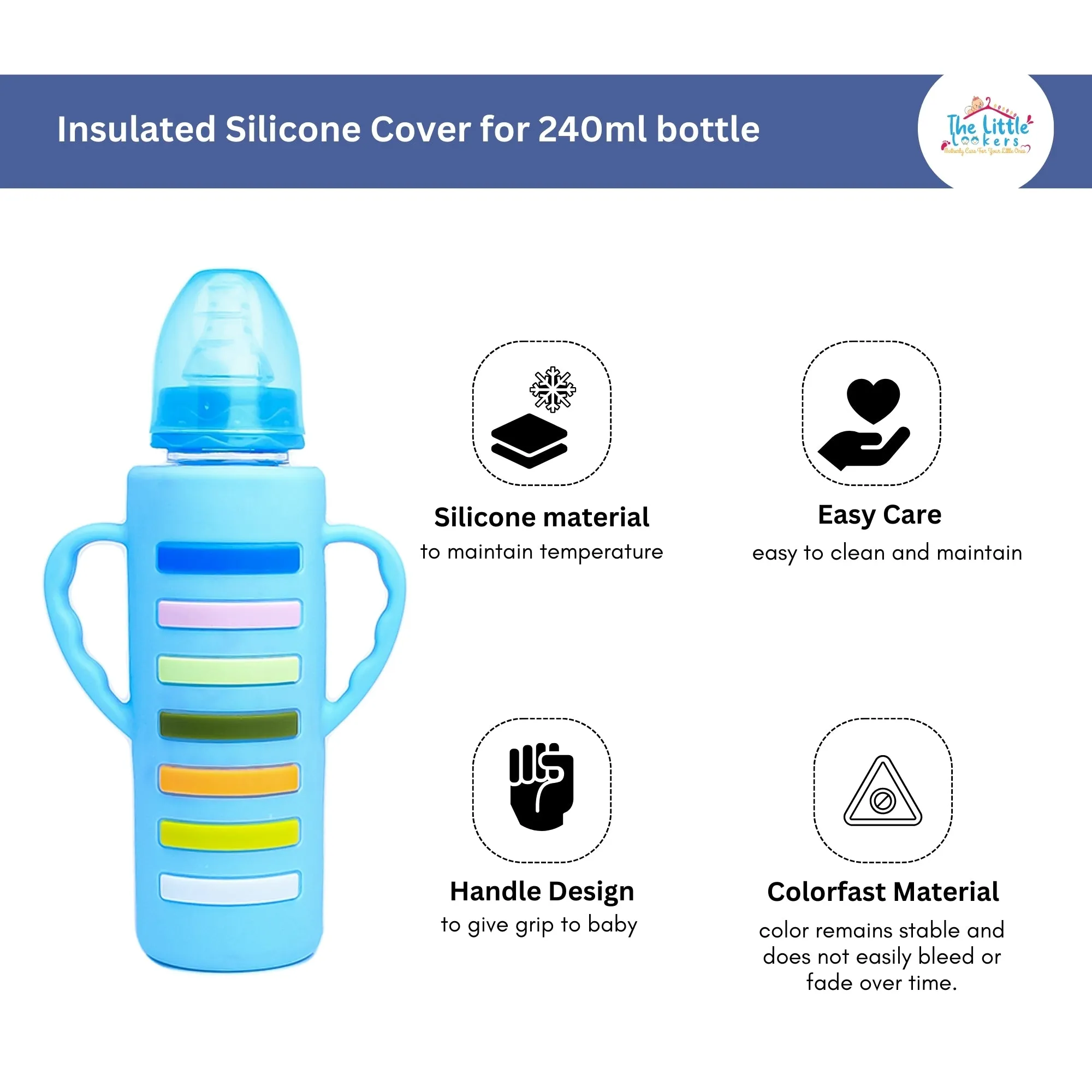 THE LITTLE LOOKERS Baby Bottle Cover with Handle/ Silicone Warmer Cover for Baby/Newborn/Infants/Toddlers