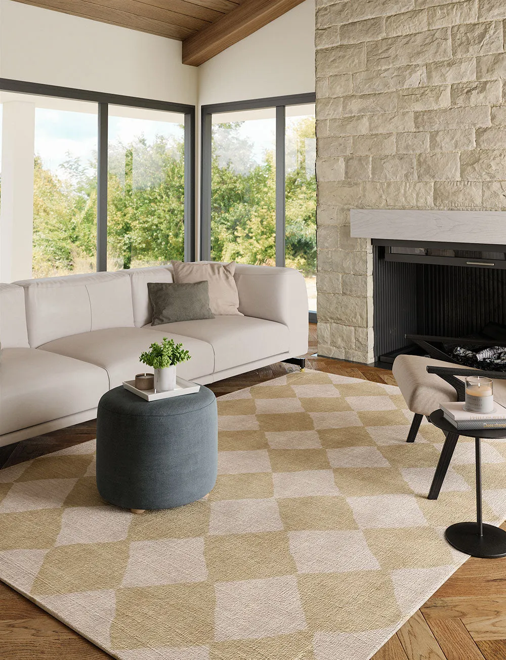 Trestres Checkered Natural & Ivory Rug - Second Love