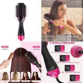 US 4-In-1 Hair Dryer Hot Air Blow Brush Detachable Volumizer Negative Ion Comb