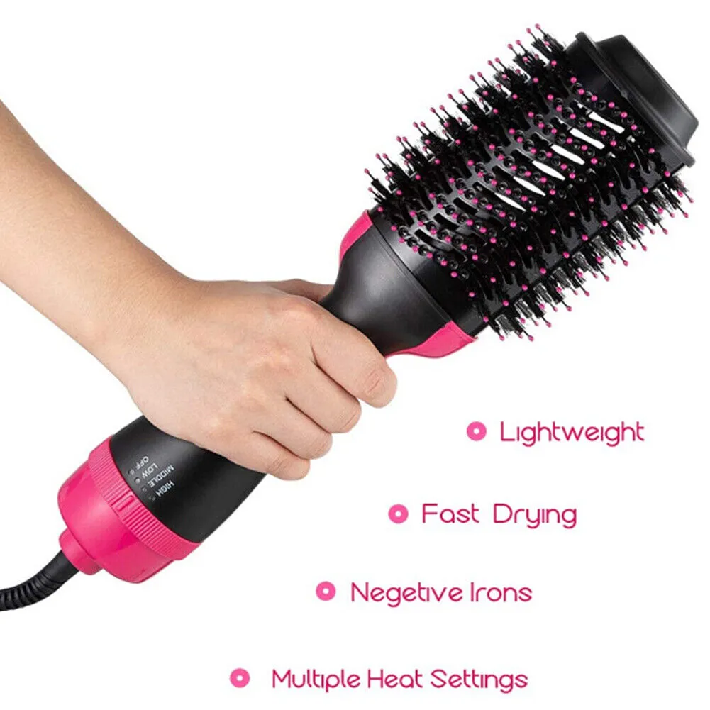 US 4-In-1 Hair Dryer Hot Air Blow Brush Detachable Volumizer Negative Ion Comb