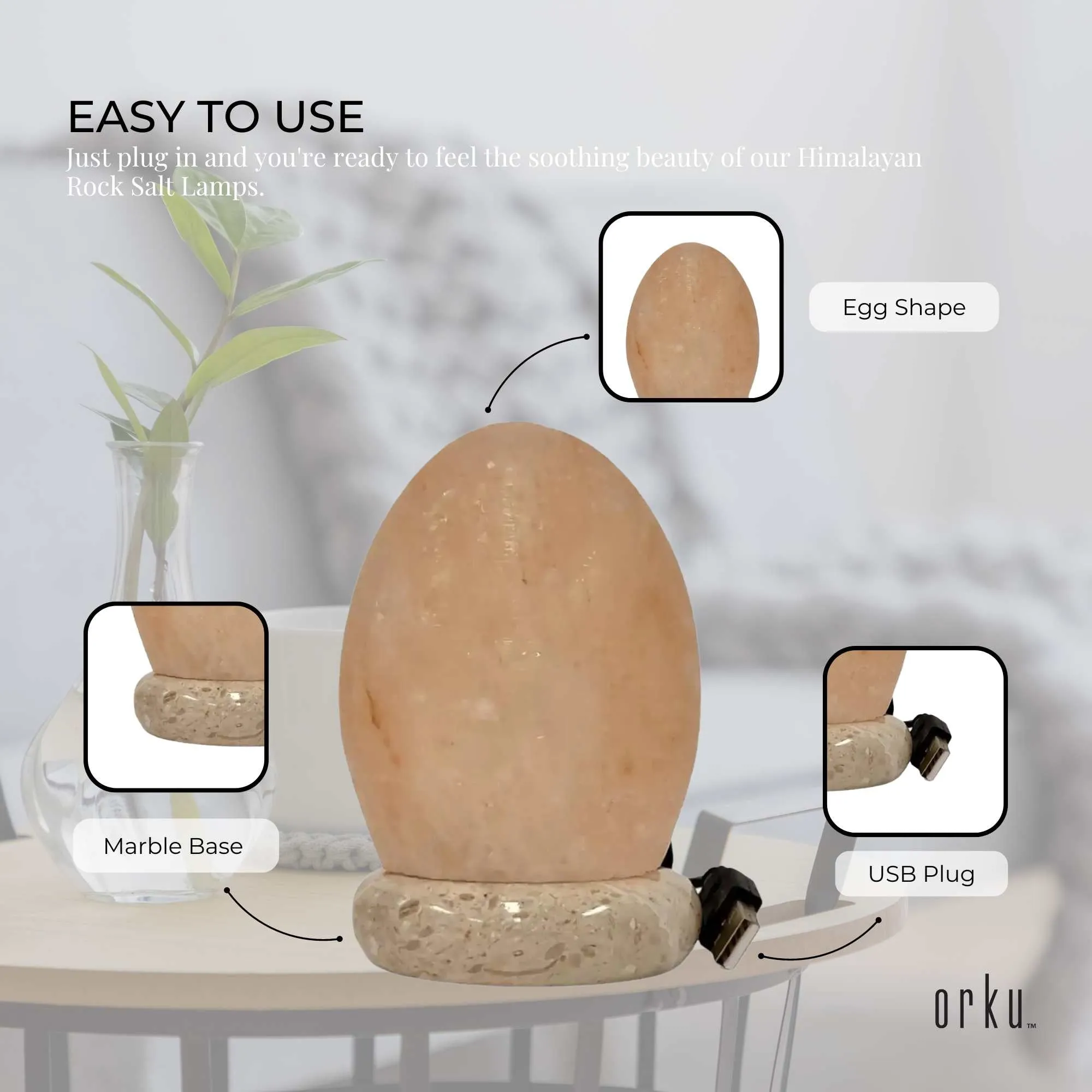 USB Colour Changing Egg Shape Himalayan Pink Salt Lamp Color Change LED Light