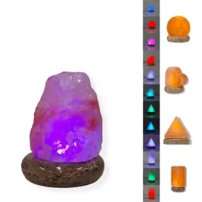 USB Colour Changing Salt Himalayan Lamp - Carved Shape Pink Rock LED Light