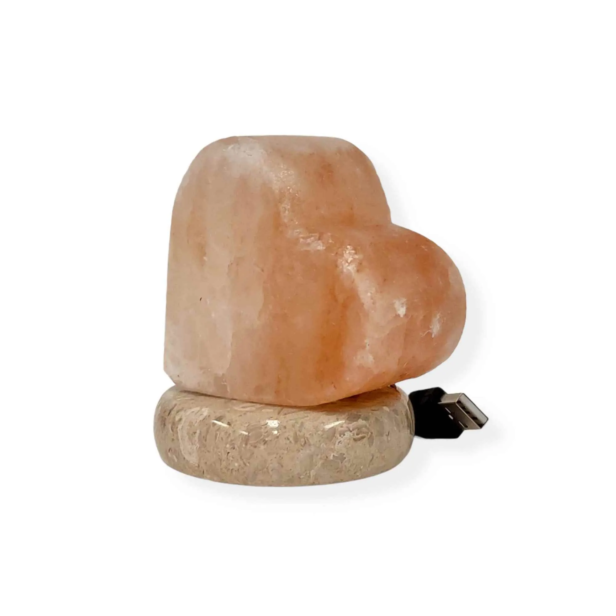 USB Colour Changing Salt Himalayan Lamp - Heart Love Shape Pink Rock LED Light