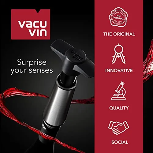 Vacu Vin Wine Saver Vacuum Stoppers 2 Set Gray Compatible With Vacum Vin Wine