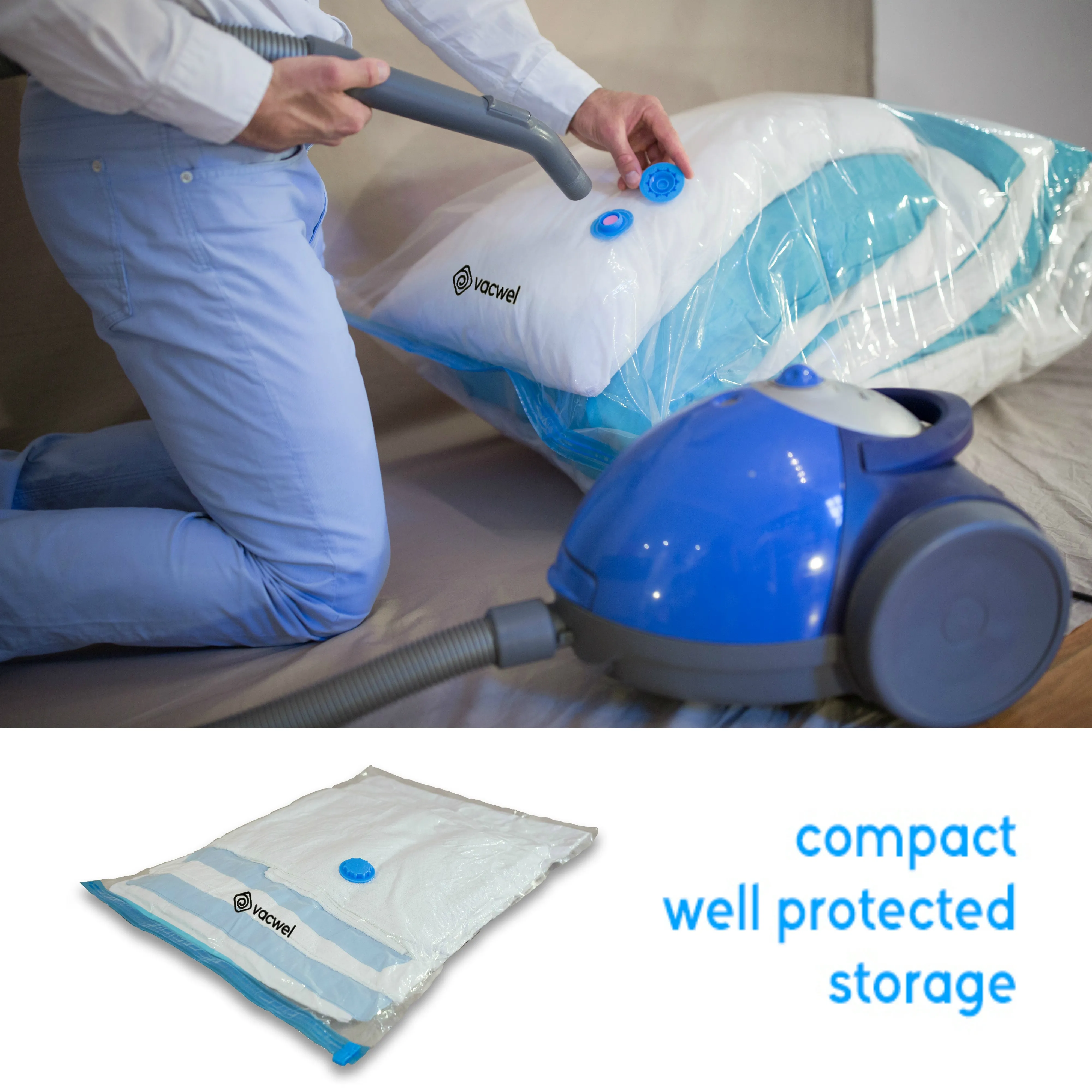 Vacwel Vacuum Storage Bags 8 Jumbo   4 Large Size (12 Bag) Pack