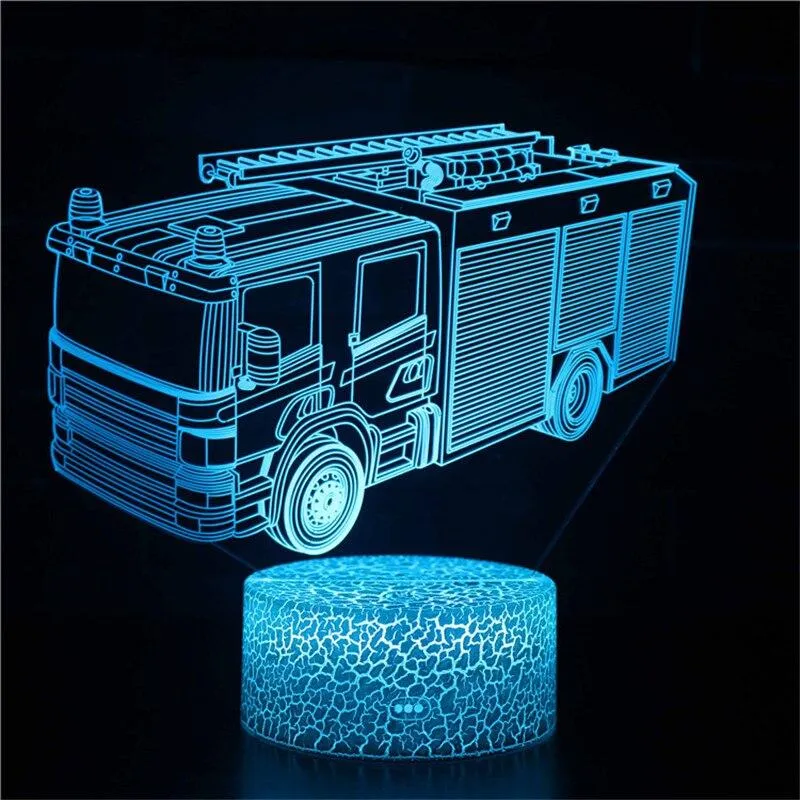 Vehicle Train Night Lamp Excavator Truck Kids Gift 3D Night Light