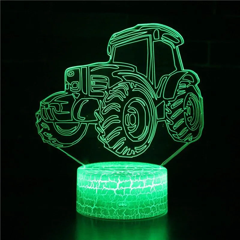 Vehicle Train Night Lamp Excavator Truck Kids Gift 3D Night Light