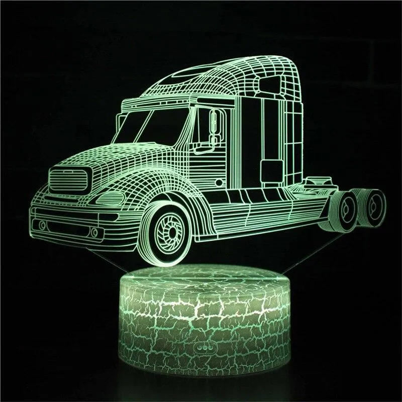 Vehicle Train Night Lamp Excavator Truck Kids Gift 3D Night Light