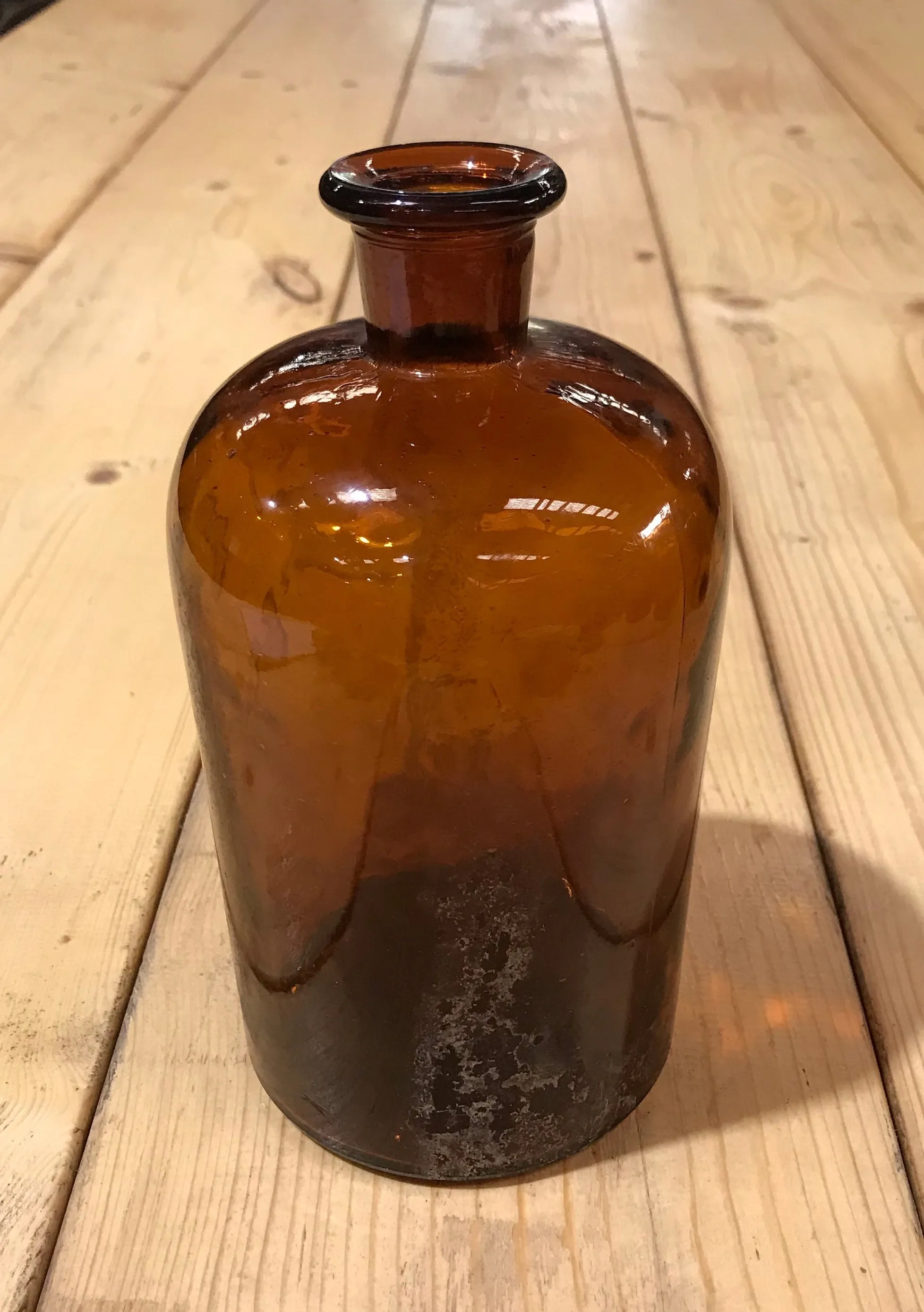 Vintage  Amber Pharmacy  Glass Bottle #3922a