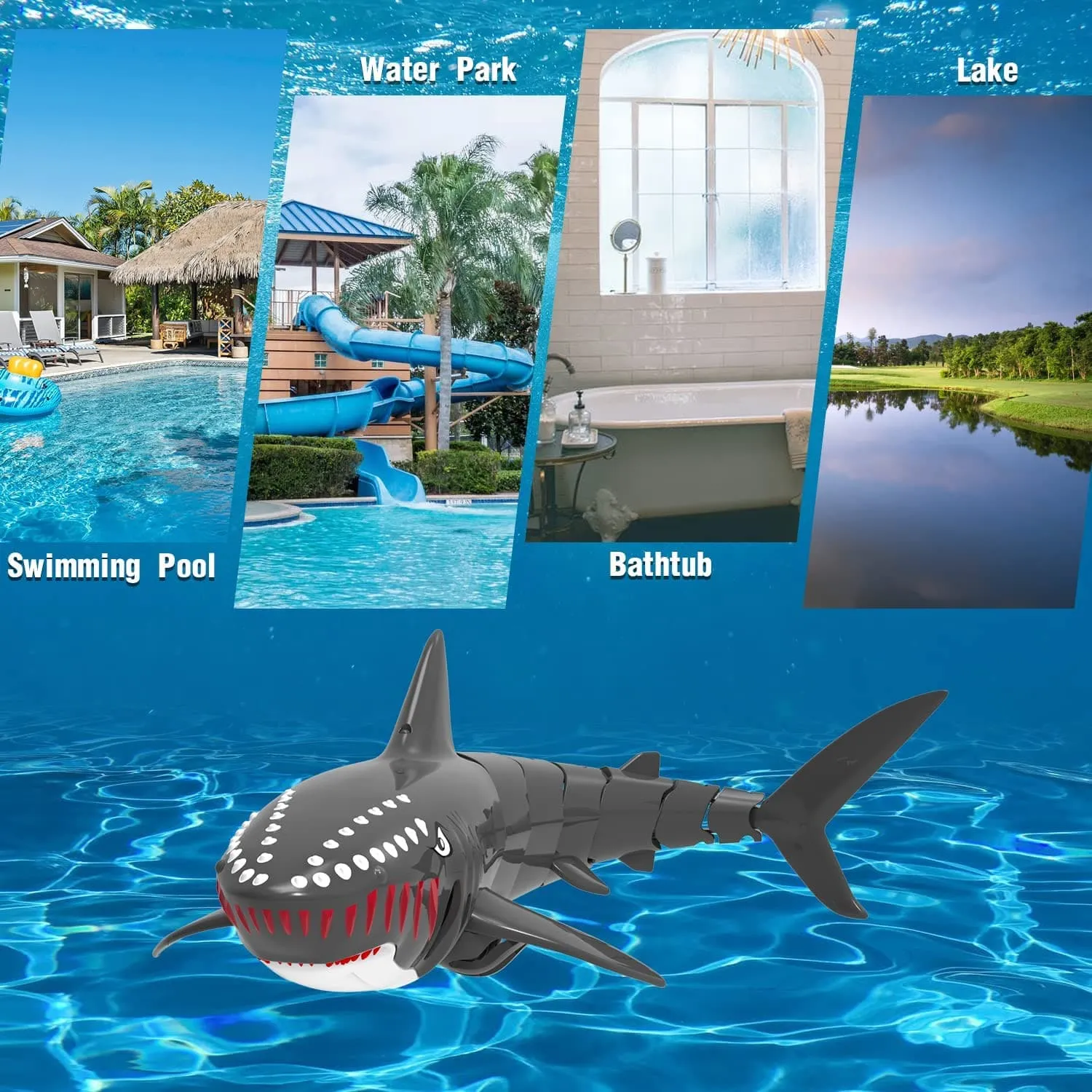 VOLANTEXRC Remote Control Shark Toys for Pool 2.4GHZ RC Shark RC Boats Great Gift