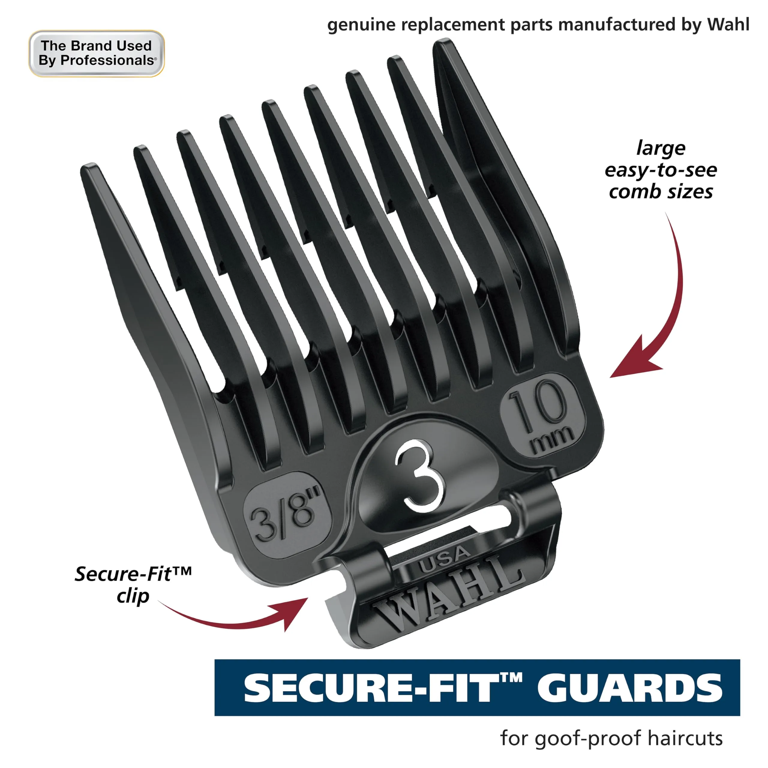 Wahl Clipper Genuine Secure Fit Guide Comb Set with Hair Clipper Guard Organization