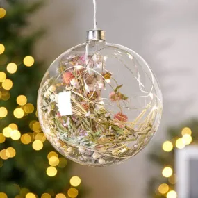 Warm White Translucent Micro LED Glass Bauble - 14cm