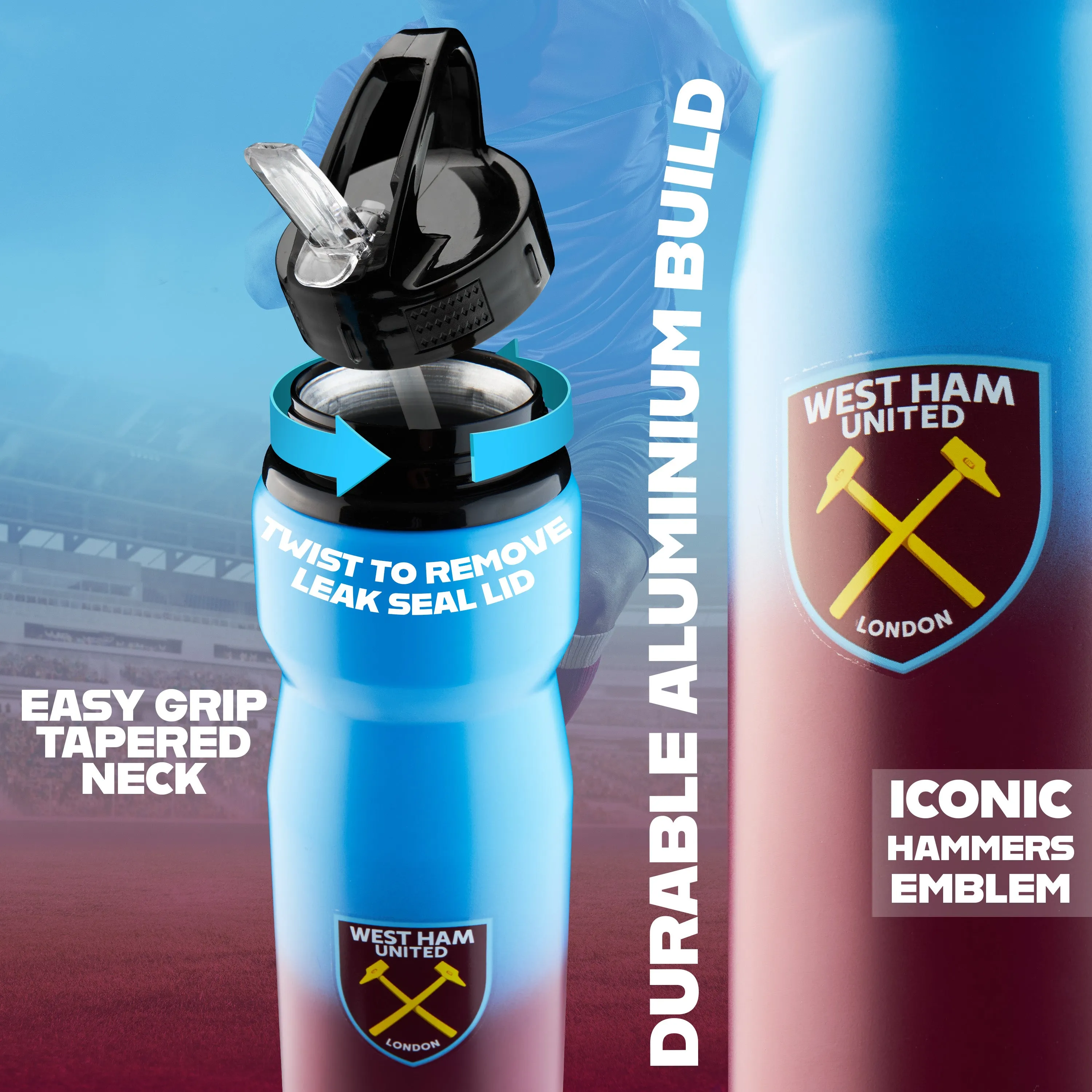 West Ham United F.C. Water Bottle with Straw