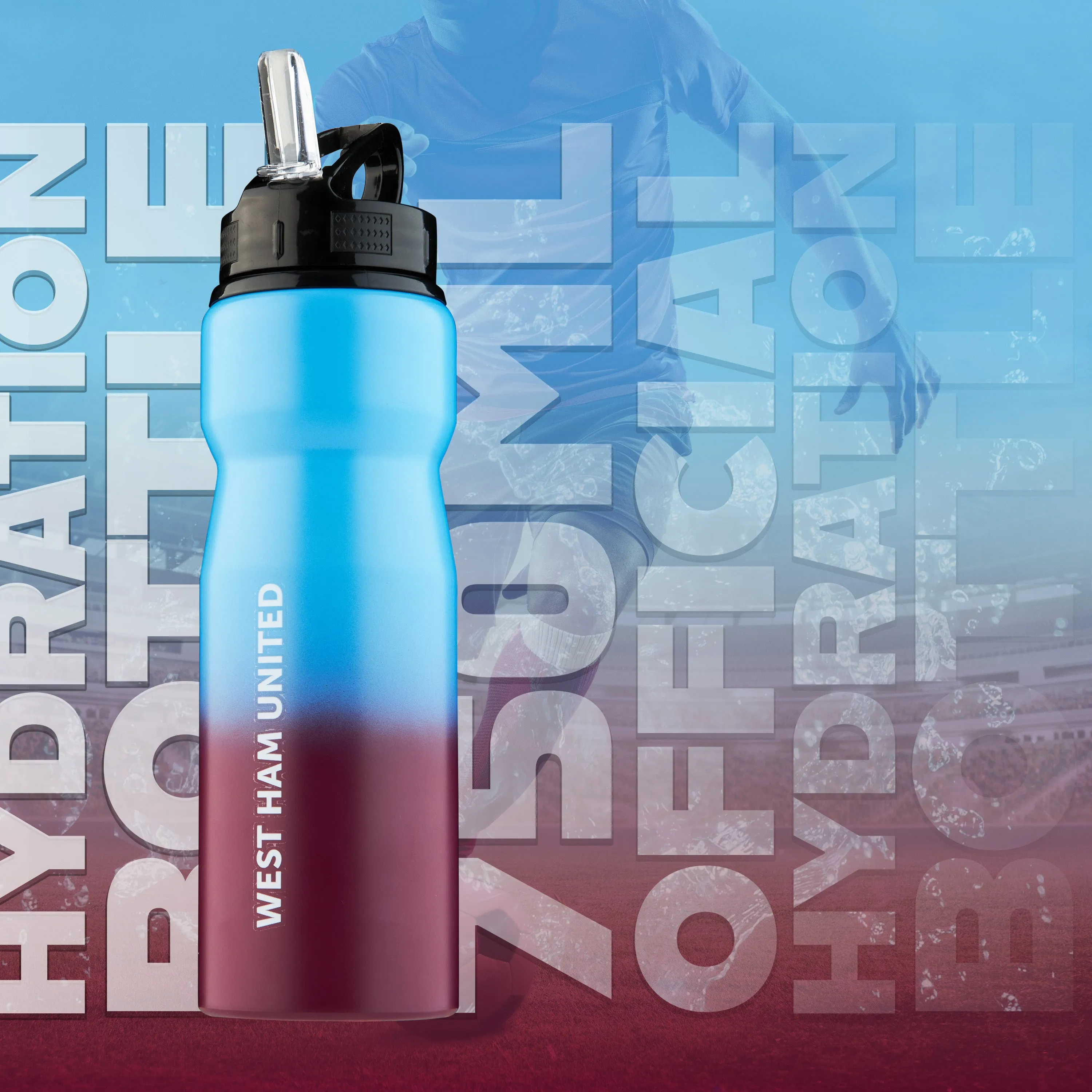 West Ham United F.C. Water Bottle with Straw