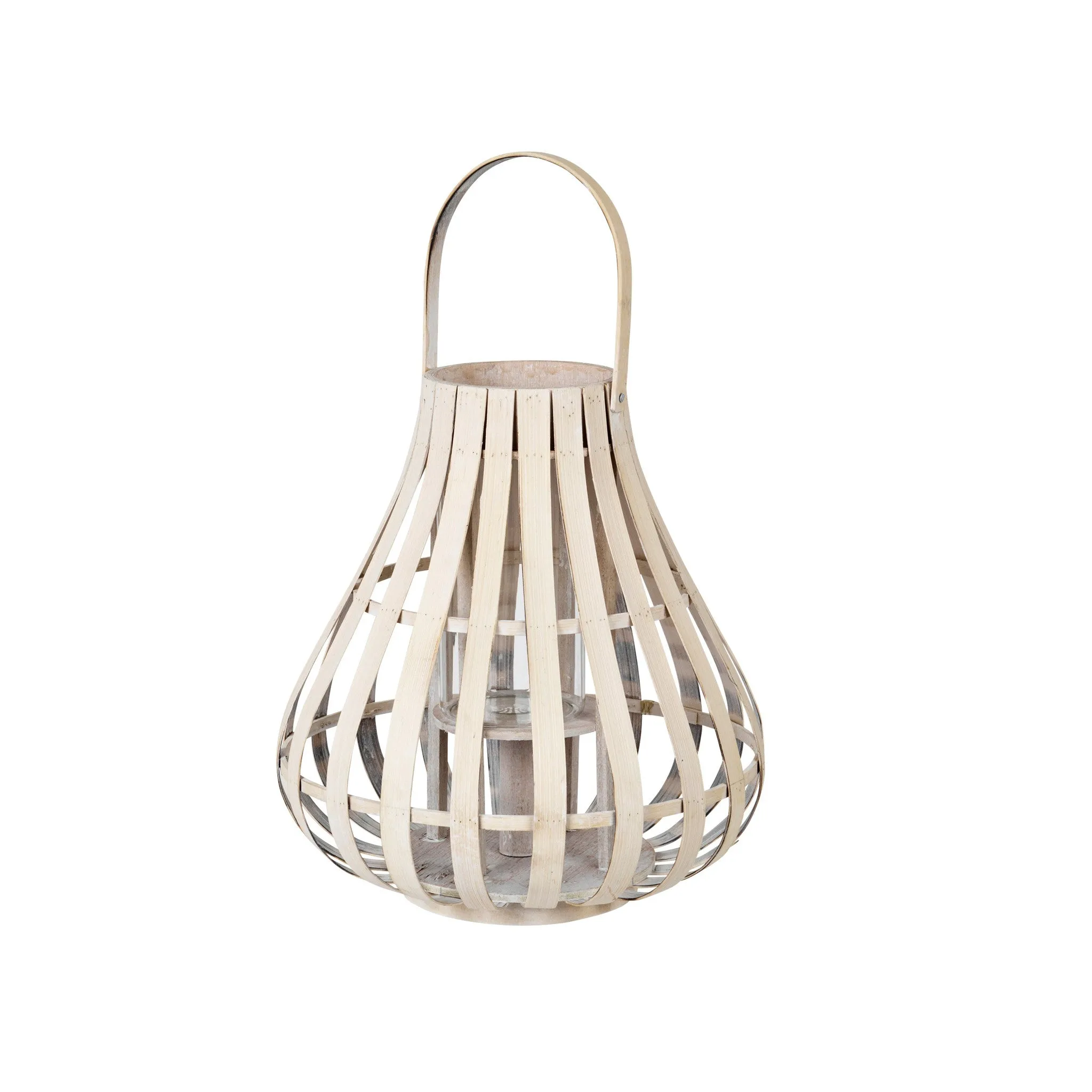 Whitewashed Natural Bamboo Lantern from Broste - Sally