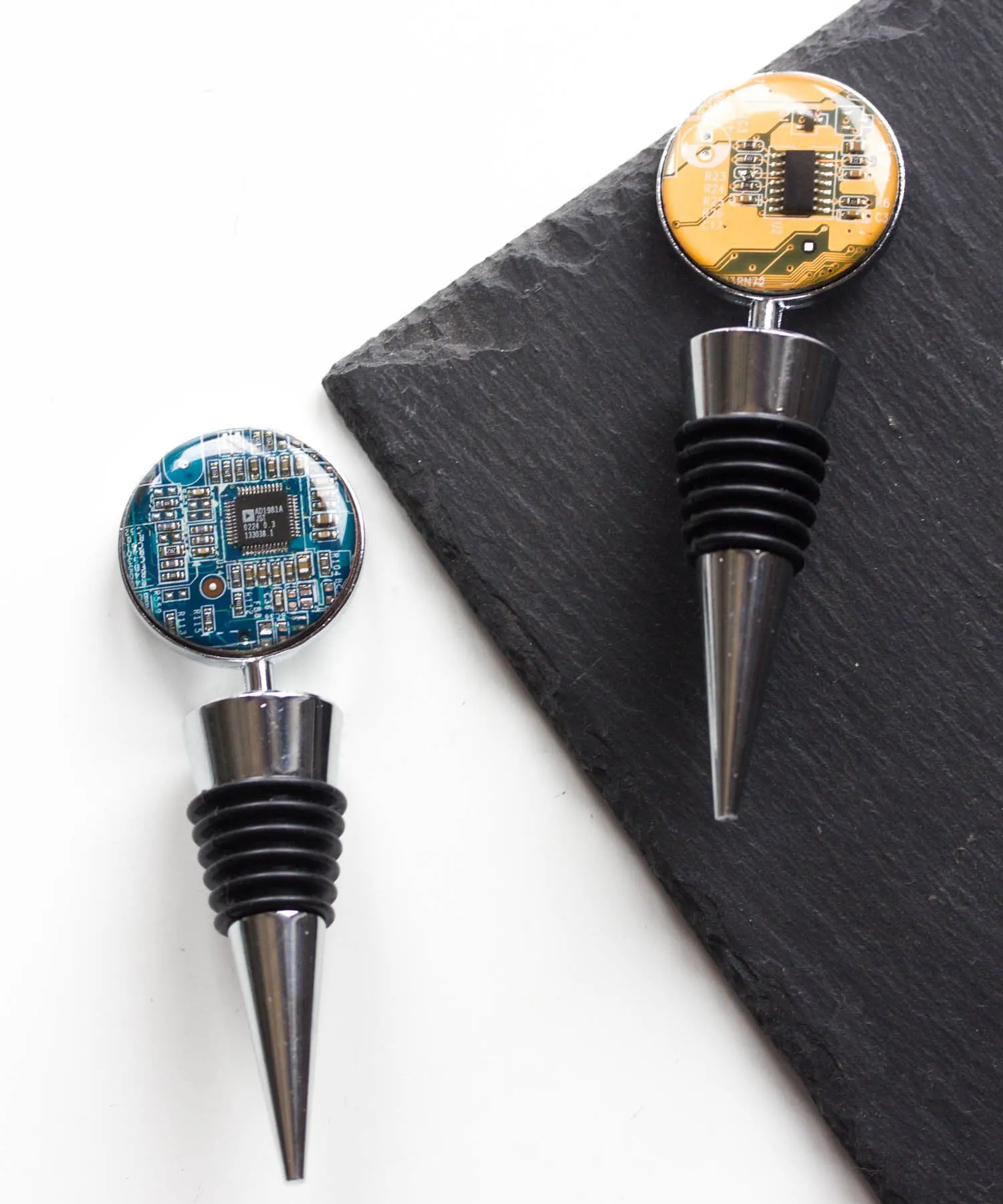 Wine Bottle stopper with a circuit board piece